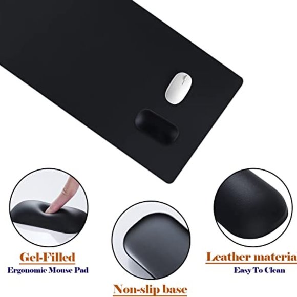 NEW Leather Desk Pad (23.6" x 13.7") with Mouse Wrist Rest - Picture 8 of 10